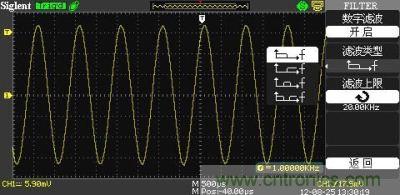 1KHz信號(hào) ，打開數(shù)字濾波，測(cè)量值為1KHz