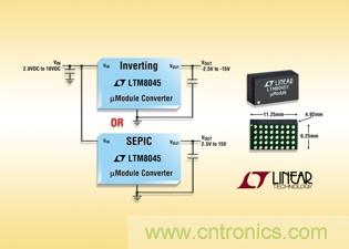 全集成型負(fù)輸出、升壓或降壓-升壓型µModule 轉(zhuǎn)換器可提供高達(dá)700mA