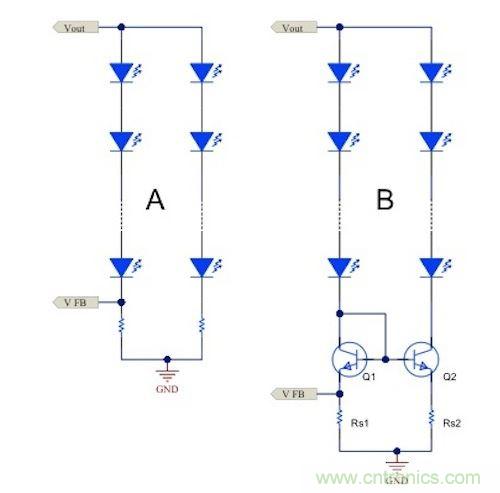 電流鏡 (B) 可針對(duì)簡(jiǎn)單電阻器電流調(diào)節(jié) (A) 提供各種優(yōu)勢(shì)。