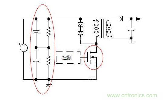 反激轉換器中的串聯(lián)大電容電路及單顆1，000VMOSFET