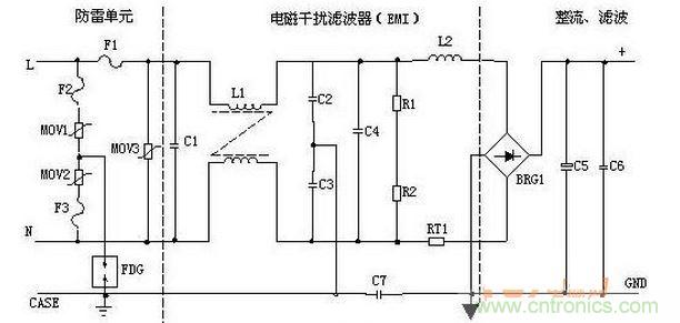 輸入濾波、整流回路原理圖