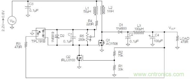圖2：基于MOSFET的焦耳小偷電路。