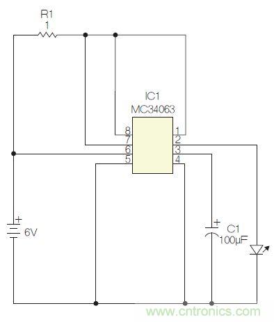 圖1：閃光燈標(biāo)電路圖。