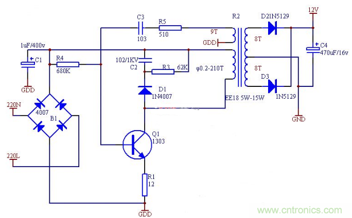 六款簡單的開關(guān)電源電路設(shè)計(jì)，內(nèi)附原理圖詳解