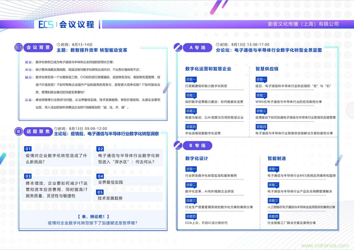 ECS 2020|第二屆中國電子通信與半導(dǎo)體CIO峰會(huì)正式啟動(dòng)！