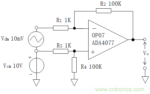 放大器共模抑制比(CMRR)參數(shù)評估與電路共模抑制能力實(shí)例分析 放大器共模抑制比(CMRR)參數(shù)評估與電路共模抑制能力實(shí)例分析
